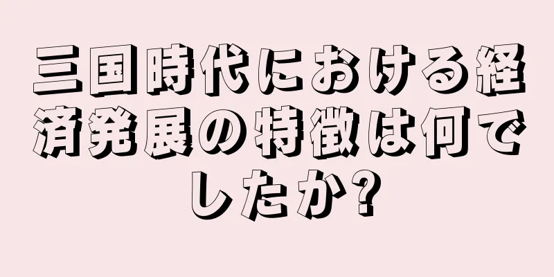 三国時代における経済発展の特徴は何でしたか?