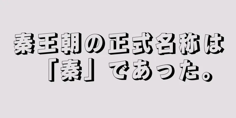 秦王朝の正式名称は「秦」であった。