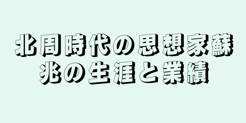 北周時代の思想家蘇兆の生涯と業績