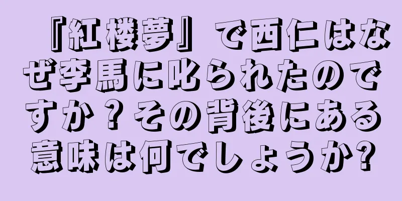 『紅楼夢』で西仁はなぜ李馬に叱られたのですか？その背後にある意味は何でしょうか?