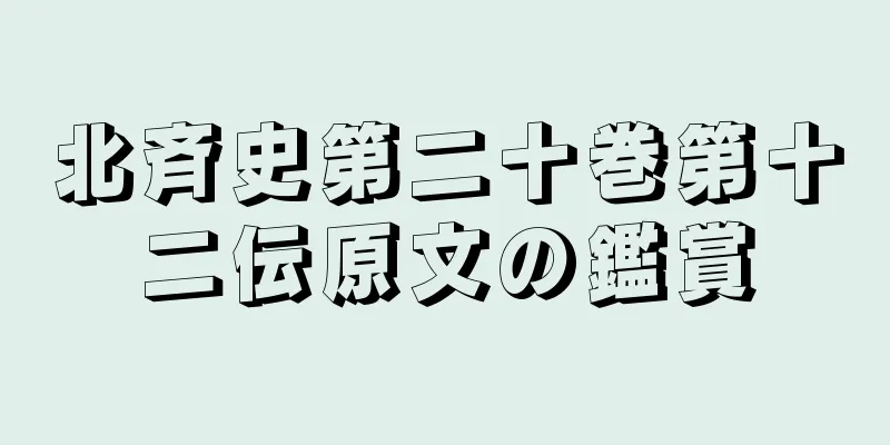 北斉史第二十巻第十二伝原文の鑑賞