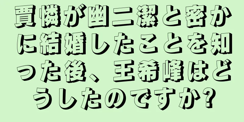 賈憐が幽二潔と密かに結婚したことを知った後、王希峰はどうしたのですか?