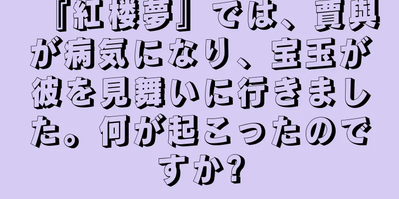 『紅楼夢』では、賈與が病気になり、宝玉が彼を見舞いに行きました。何が起こったのですか?