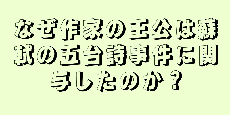 なぜ作家の王公は蘇軾の五台詩事件に関与したのか？