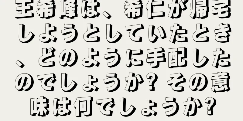 王希峰は、希仁が帰宅しようとしていたとき、どのように手配したのでしょうか? その意味は何でしょうか?