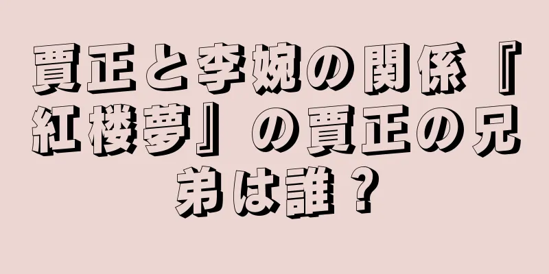 賈正と李婉の関係『紅楼夢』の賈正の兄弟は誰？