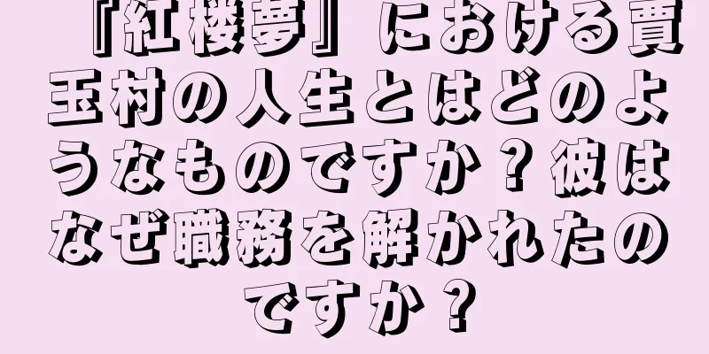 『紅楼夢』における賈玉村の人生とはどのようなものですか？彼はなぜ職務を解かれたのですか？