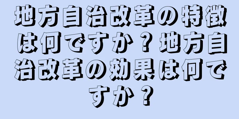 地方自治改革の特徴は何ですか？地方自治改革の効果は何ですか？