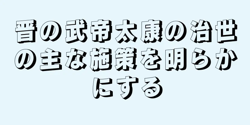 晋の武帝太康の治世の主な施策を明らかにする