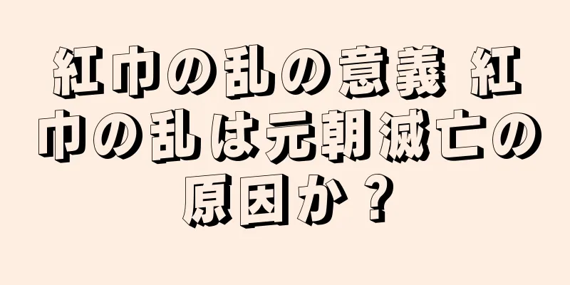 紅巾の乱の意義 紅巾の乱は元朝滅亡の原因か？