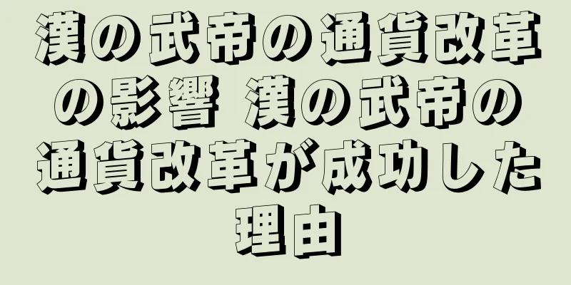 漢の武帝の通貨改革の影響 漢の武帝の通貨改革が成功した理由