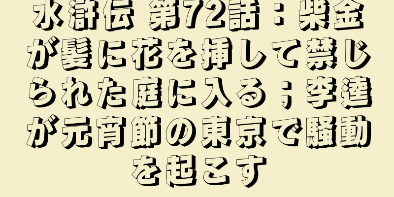 水滸伝 第72話：柴金が髪に花を挿して禁じられた庭に入る；李逵が元宵節の東京で騒動を起こす