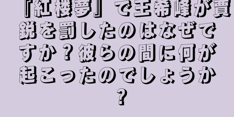『紅楼夢』で王希峰が賈鋭を罰したのはなぜですか？彼らの間に何が起こったのでしょうか？