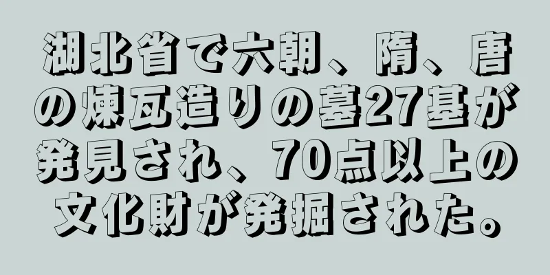 湖北省で六朝、隋、唐の煉瓦造りの墓27基が発見され、70点以上の文化財が発掘された。