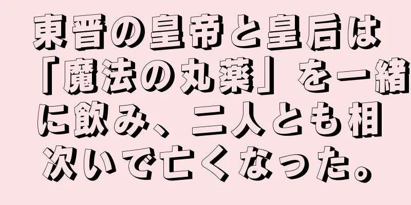 東晋の皇帝と皇后は「魔法の丸薬」を一緒に飲み、二人とも相次いで亡くなった。