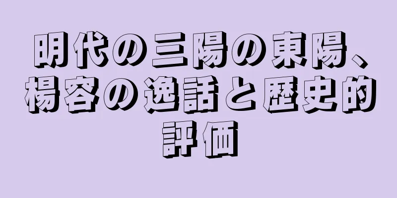 明代の三陽の東陽、楊容の逸話と歴史的評価