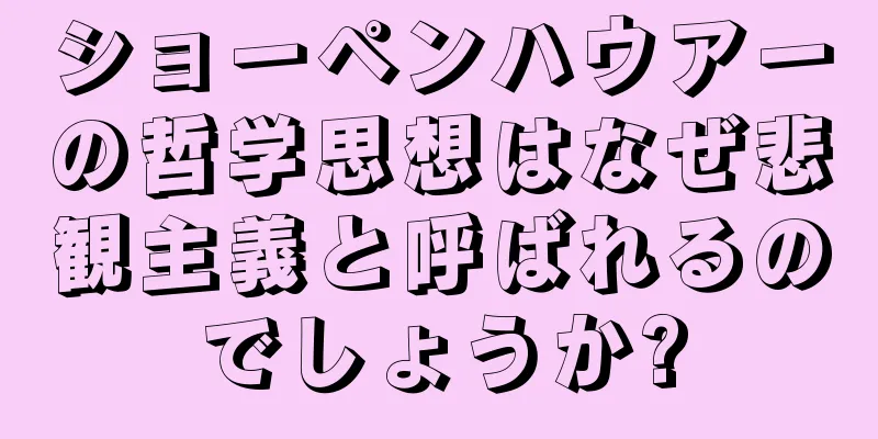 ショーペンハウアーの哲学思想はなぜ悲観主義と呼ばれるのでしょうか?