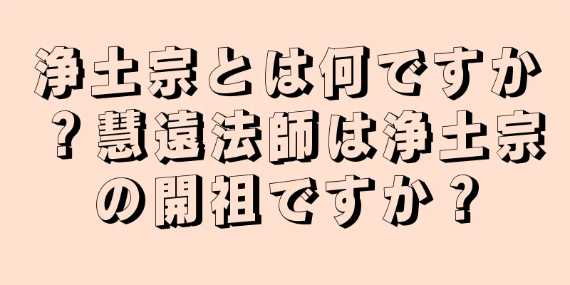 浄土宗とは何ですか？慧遠法師は浄土宗の開祖ですか？