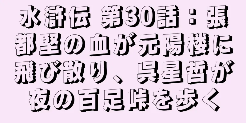 水滸伝 第30話：張都堅の血が元陽楼に飛び散り、呉星哲が夜の百足峠を歩く