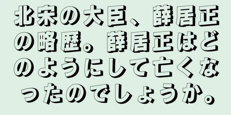 北宋の大臣、薛居正の略歴。薛居正はどのようにして亡くなったのでしょうか。