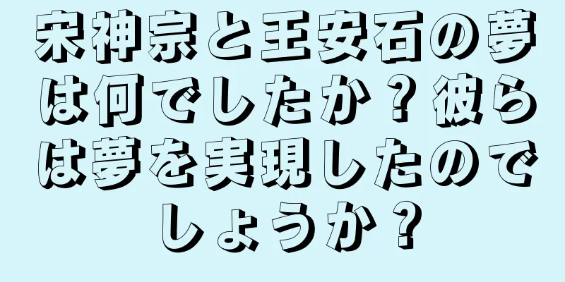 宋神宗と王安石の夢は何でしたか？彼らは夢を実現したのでしょうか？