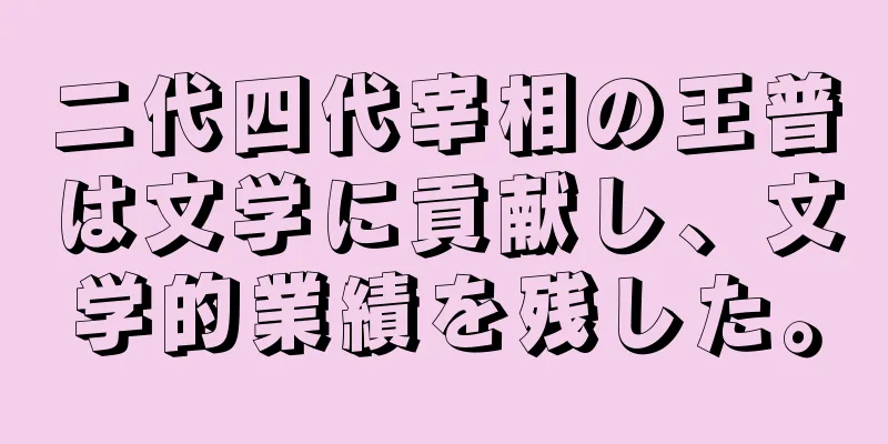 二代四代宰相の王普は文学に貢献し、文学的業績を残した。