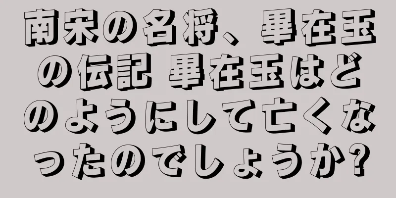 南宋の名将、畢在玉の伝記 畢在玉はどのようにして亡くなったのでしょうか?