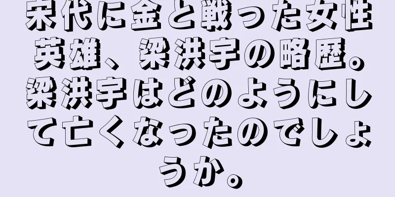 宋代に金と戦った女性英雄、梁洪宇の略歴。梁洪宇はどのようにして亡くなったのでしょうか。