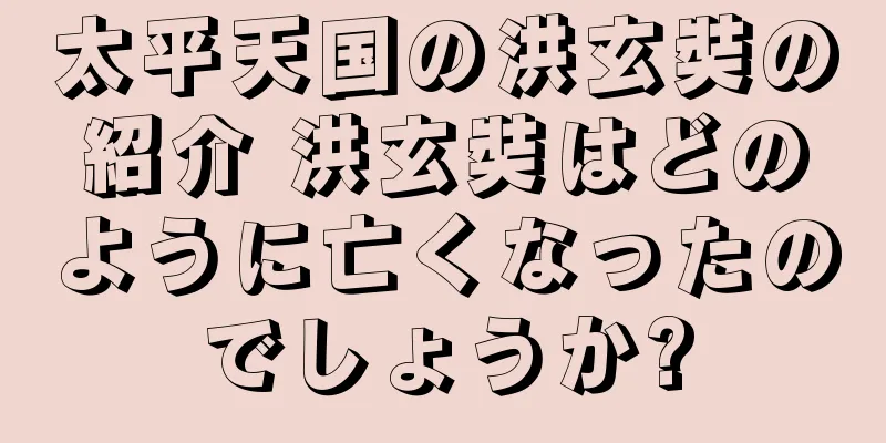 太平天国の洪玄奘の紹介 洪玄奘はどのように亡くなったのでしょうか?
