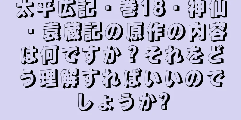 太平広記・巻18・神仙・袁蔵記の原作の内容は何ですか？それをどう理解すればいいのでしょうか?