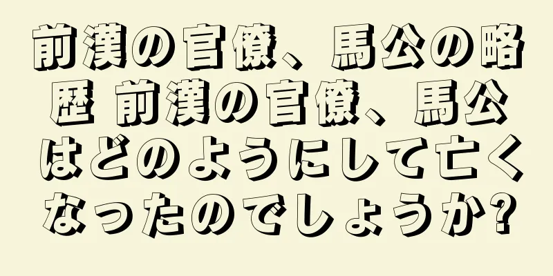 前漢の官僚、馬公の略歴 前漢の官僚、馬公はどのようにして亡くなったのでしょうか?