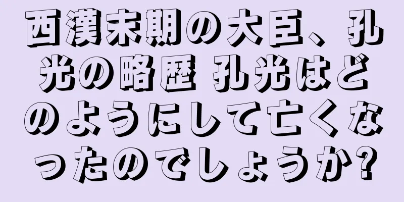 西漢末期の大臣、孔光の略歴 孔光はどのようにして亡くなったのでしょうか?