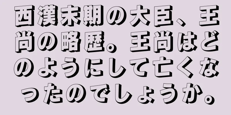 西漢末期の大臣、王尚の略歴。王尚はどのようにして亡くなったのでしょうか。