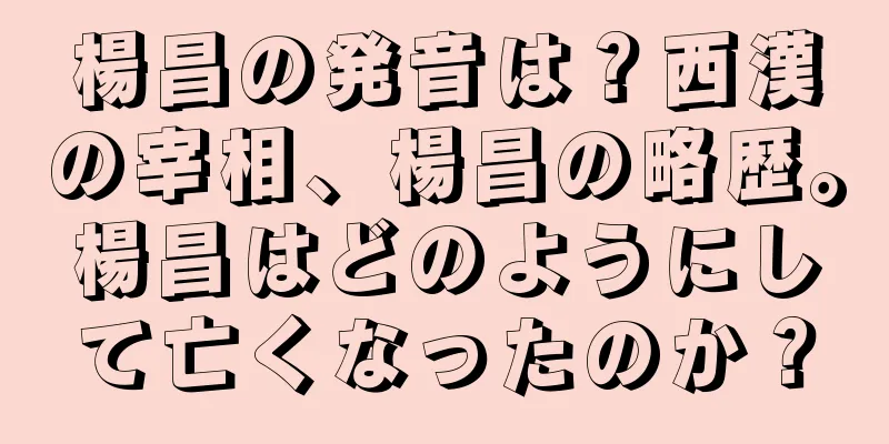 楊昌の発音は？西漢の宰相、楊昌の略歴。楊昌はどのようにして亡くなったのか？