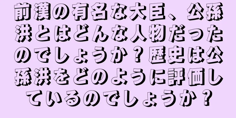 前漢の有名な大臣、公孫洪とはどんな人物だったのでしょうか？歴史は公孫洪をどのように評価しているのでしょうか？