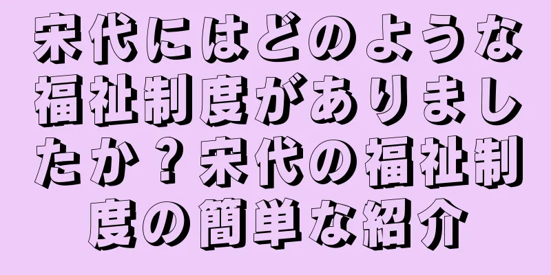 宋代にはどのような福祉制度がありましたか？宋代の福祉制度の簡単な紹介