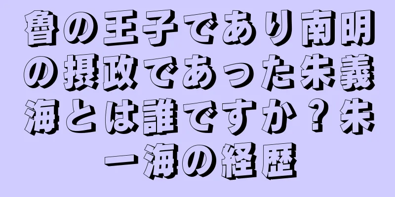 魯の王子であり南明の摂政であった朱義海とは誰ですか？朱一海の経歴