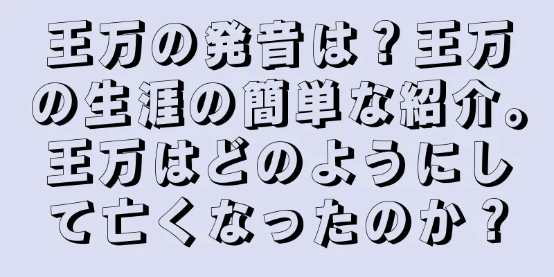 王万の発音は？王万の生涯の簡単な紹介。王万はどのようにして亡くなったのか？