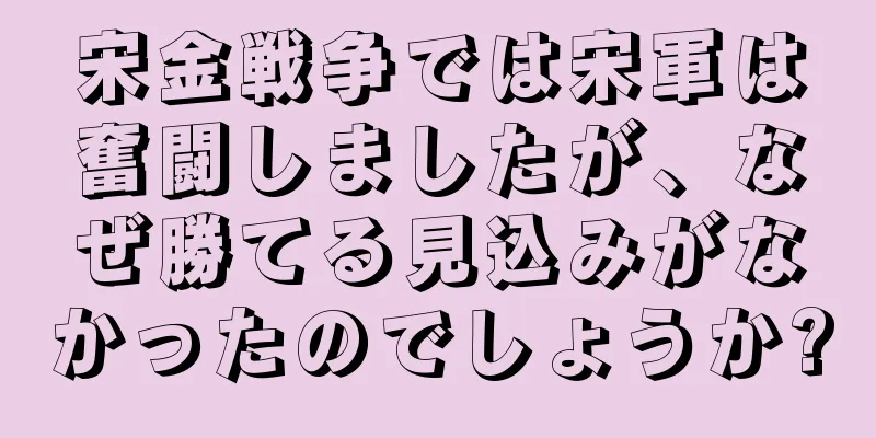 宋金戦争では宋軍は奮闘しましたが、なぜ勝てる見込みがなかったのでしょうか?