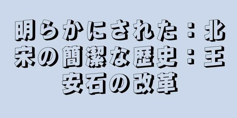 明らかにされた：北宋の簡潔な歴史：王安石の改革