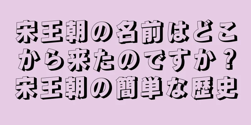 宋王朝の名前はどこから来たのですか？宋王朝の簡単な歴史