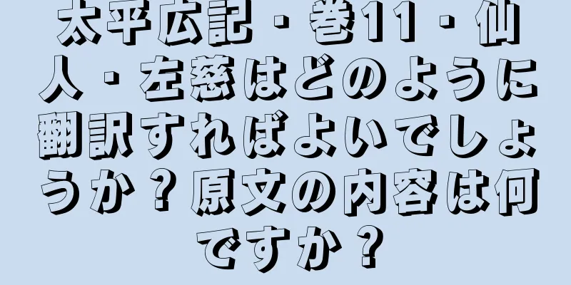 太平広記・巻11・仙人・左慈はどのように翻訳すればよいでしょうか？原文の内容は何ですか？