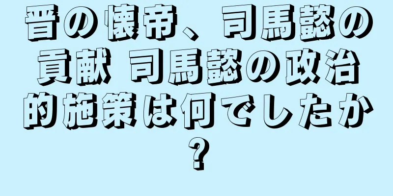 晋の懐帝、司馬懿の貢献 司馬懿の政治的施策は何でしたか?