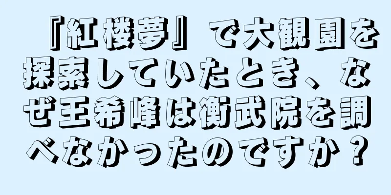 『紅楼夢』で大観園を探索していたとき、なぜ王希峰は衡武院を調べなかったのですか？