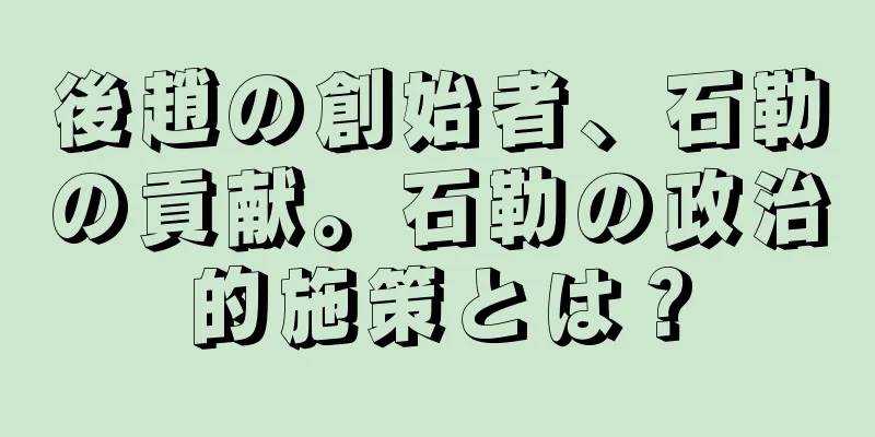 後趙の創始者、石勒の貢献。石勒の政治的施策とは？