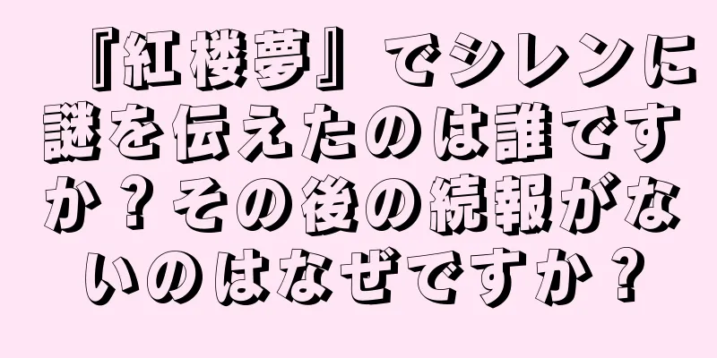『紅楼夢』でシレンに謎を伝えたのは誰ですか？その後の続報がないのはなぜですか？
