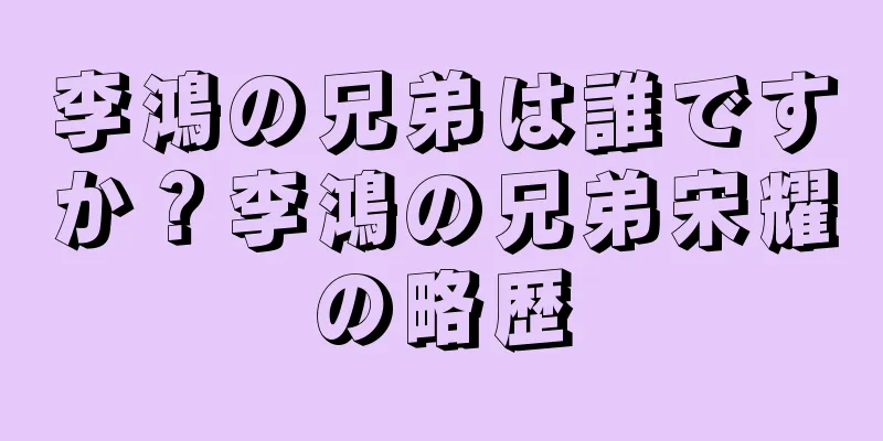 李鴻の兄弟は誰ですか？李鴻の兄弟宋耀の略歴