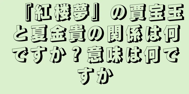 『紅楼夢』の賈宝玉と夏金貴の関係は何ですか？意味は何ですか