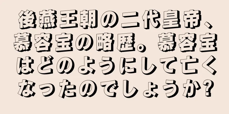 後燕王朝の二代皇帝、慕容宝の略歴。慕容宝はどのようにして亡くなったのでしょうか?
