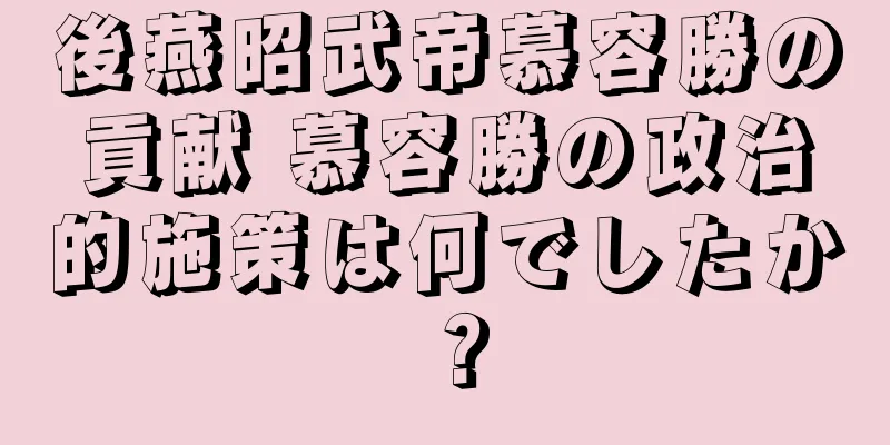 後燕昭武帝慕容勝の貢献 慕容勝の政治的施策は何でしたか？